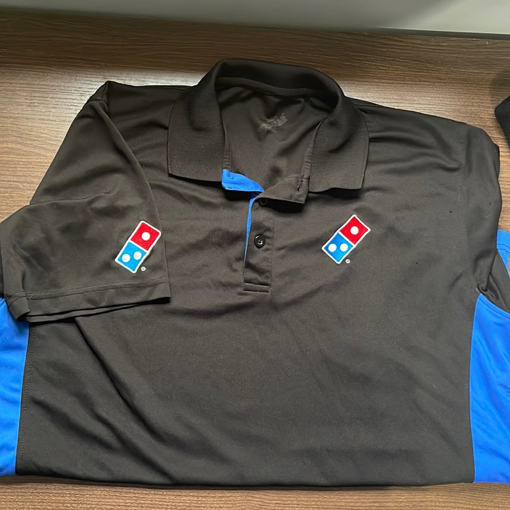 Domino’s uniform polo and matching beanie